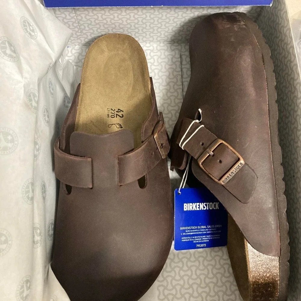 Birkenstock Boston Mens Sz EU 42 US 9 Habana Oiled Leather Regular Brown Sandal